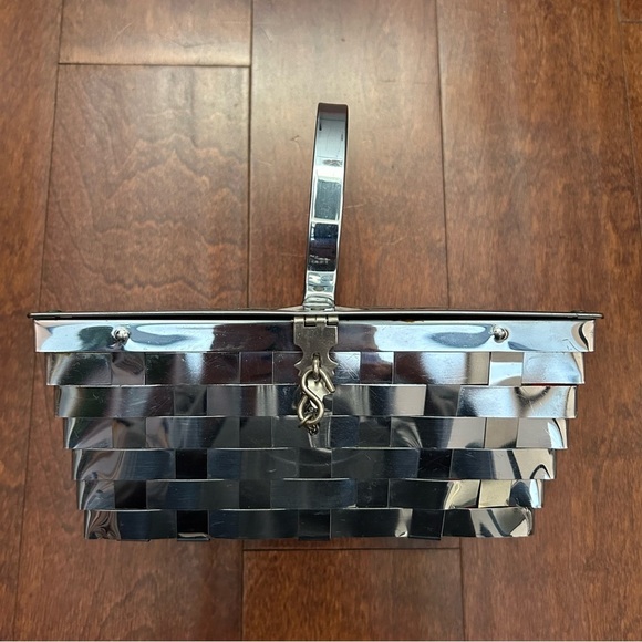Vintage Dorset Rex 50s Silver Metal Basket Weave Lattice Box Purse - Picture 1 of 16